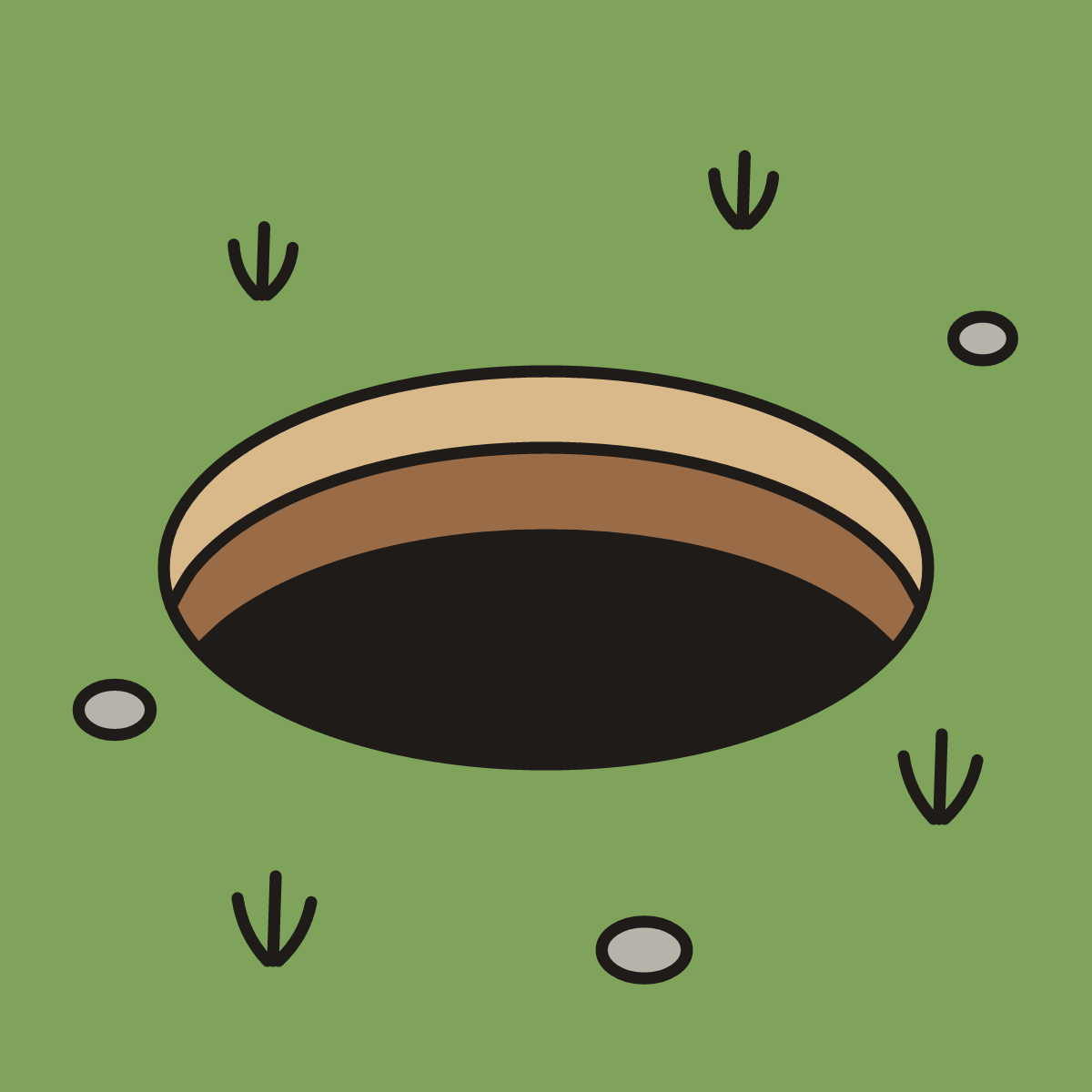 Finished drawing of a 3D hole