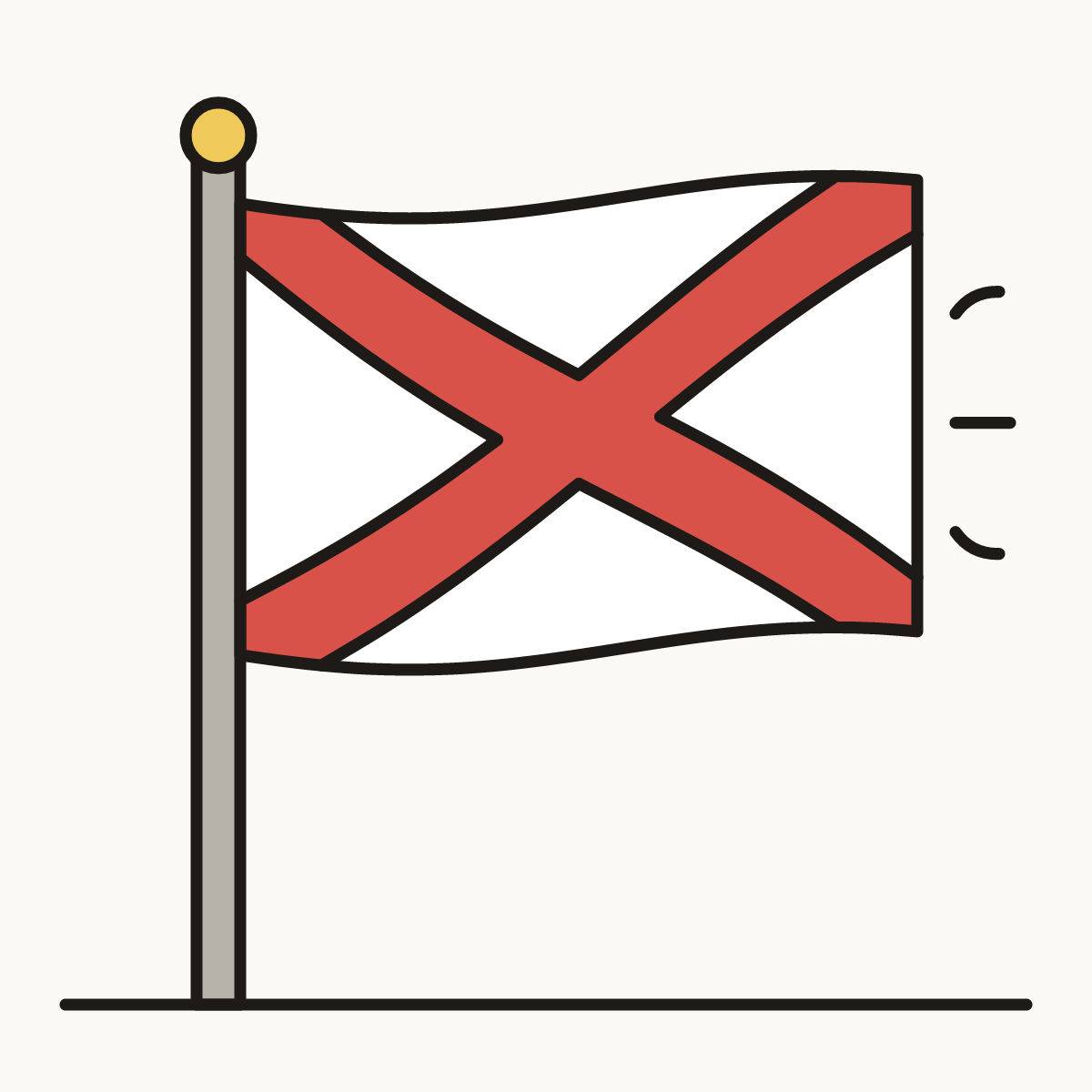Finished drawing of an alabama flag
