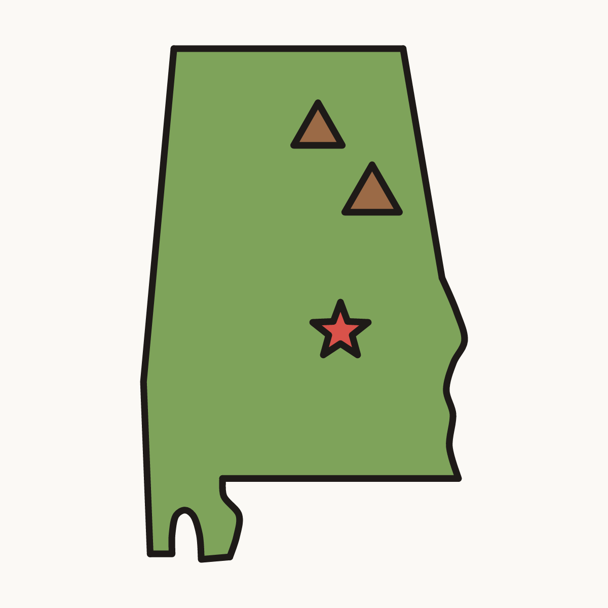 Finished drawing of an alabama map