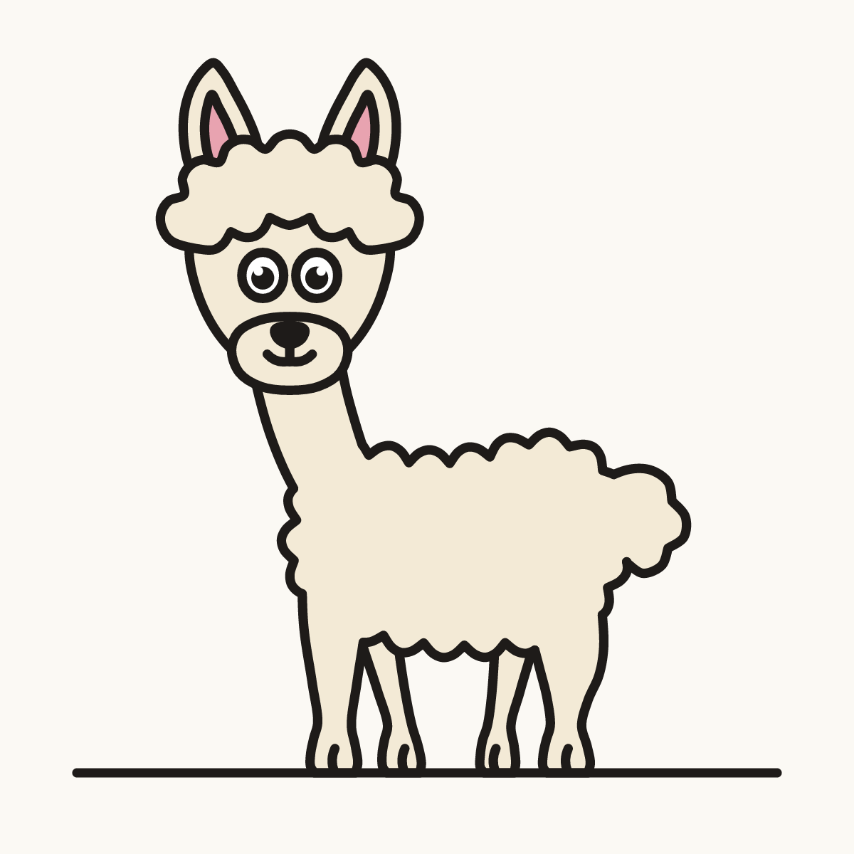 Finished drawing of an alpaca