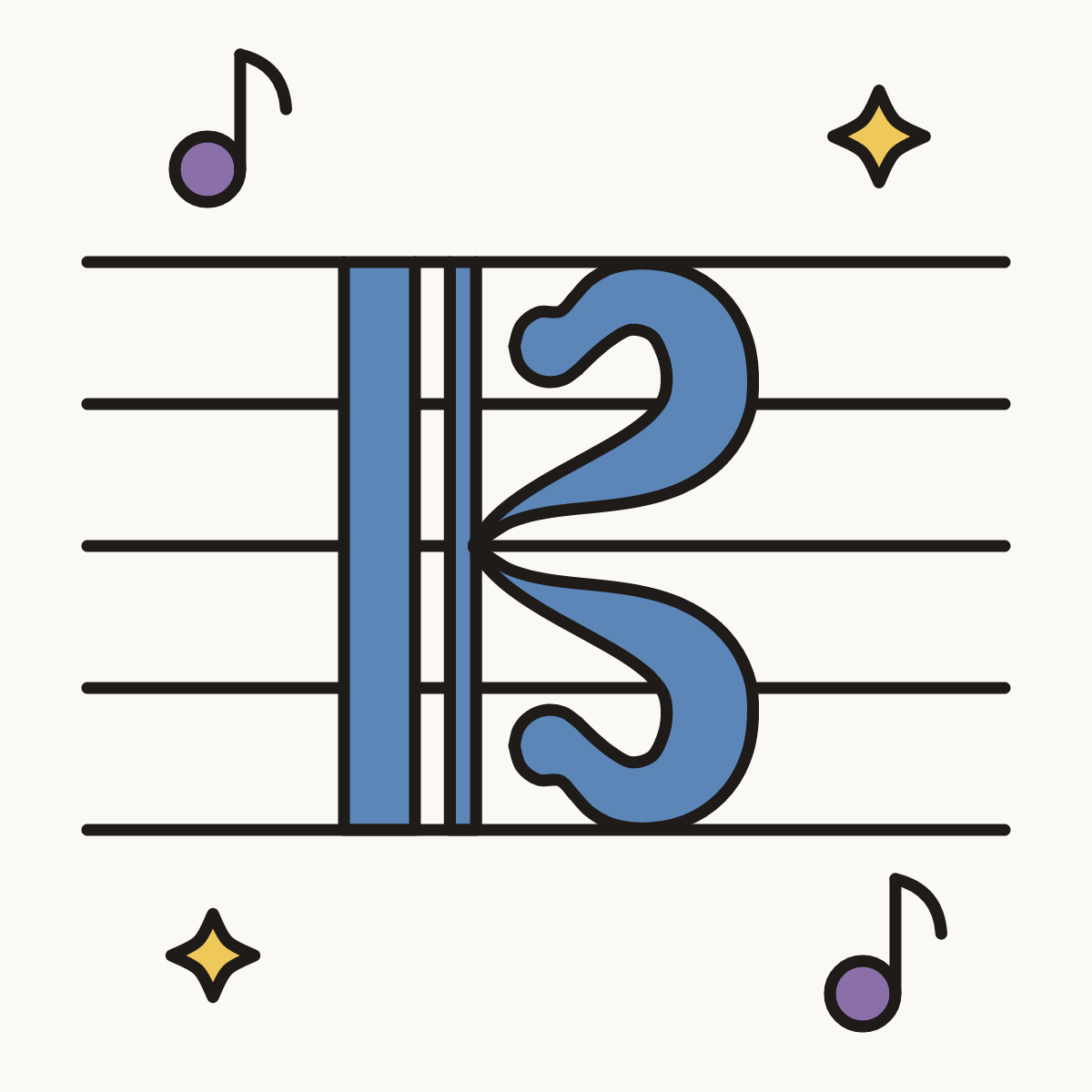 Finished drawing of an alto clef