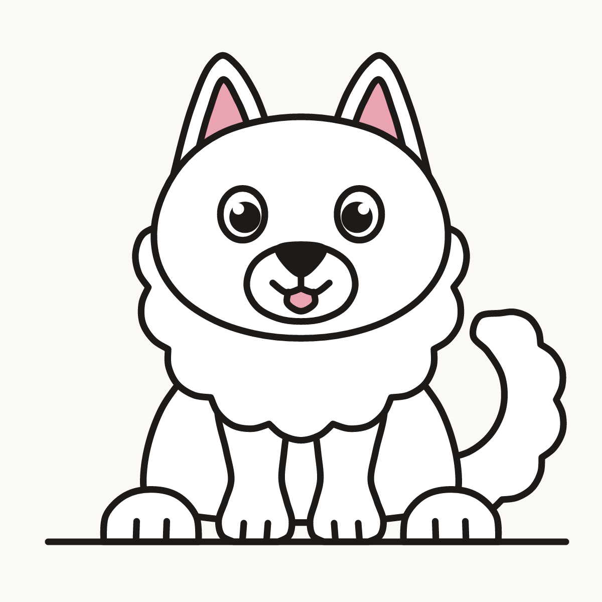 Finished drawing of an American eskimo dog