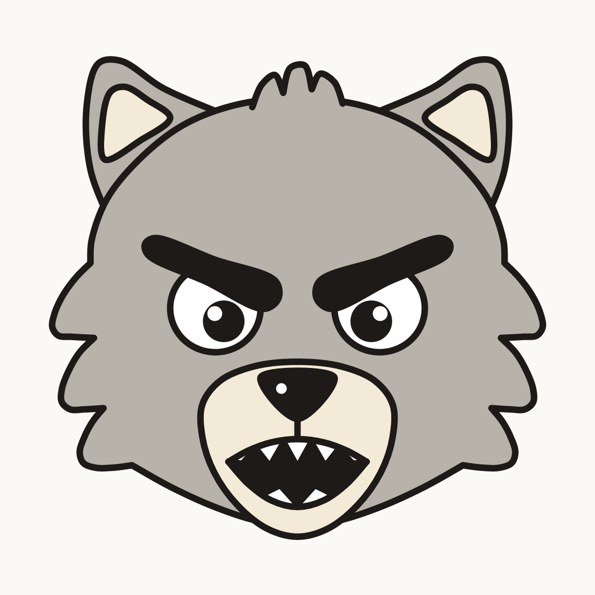 Finished drawing of an angry wolf
