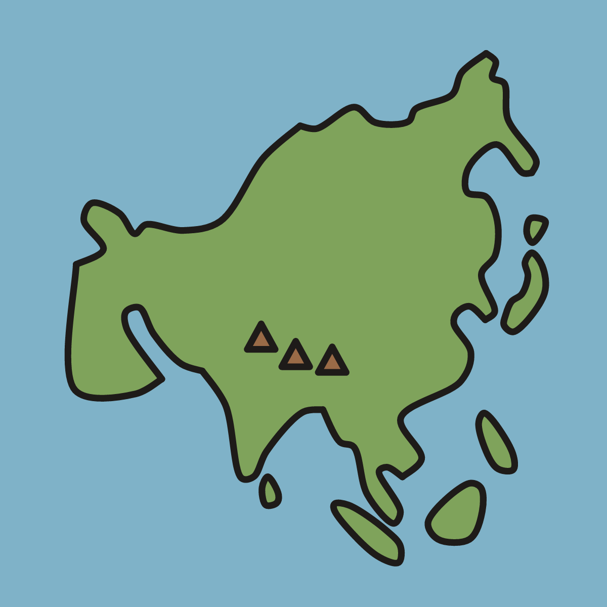 Finished drawing of an asia map