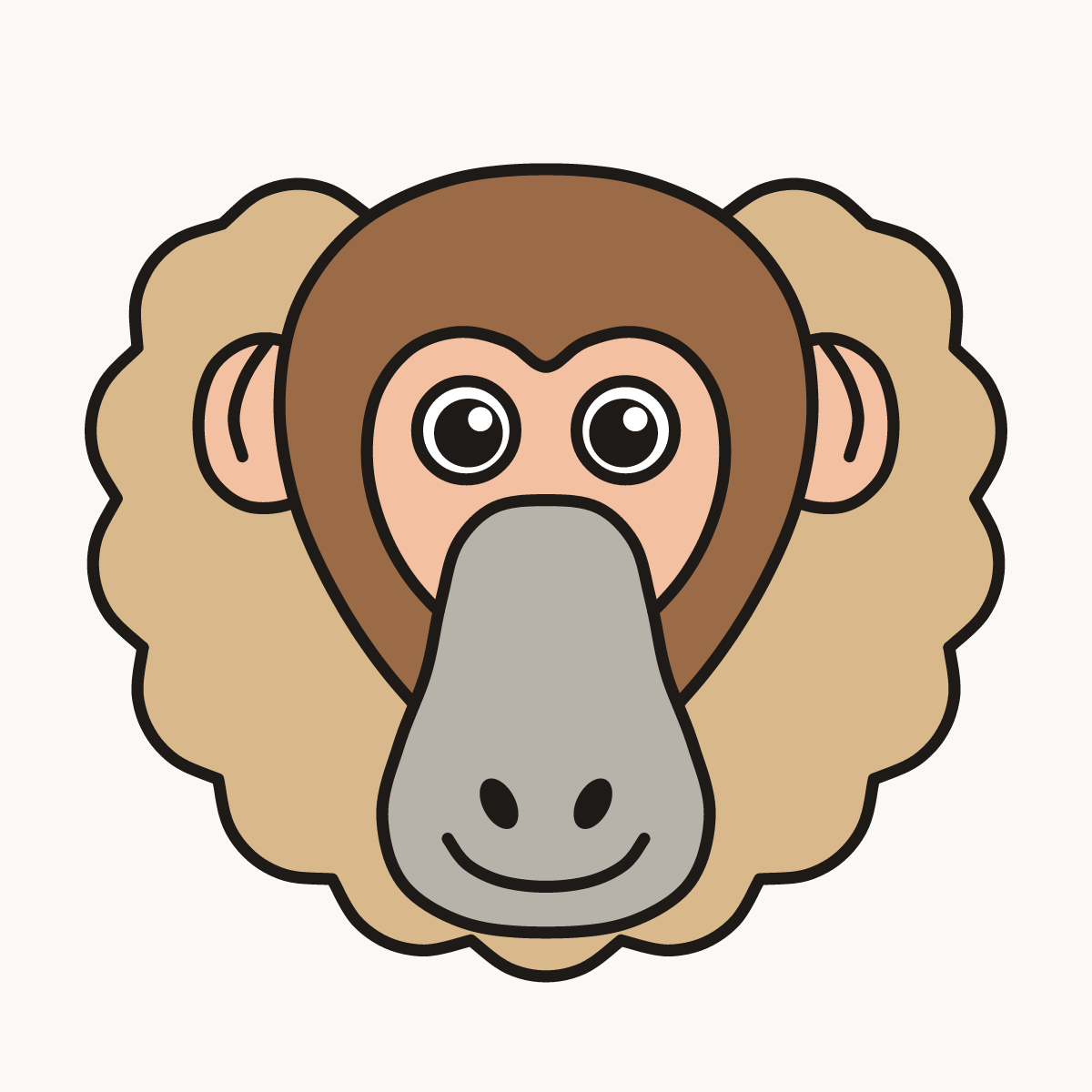 Finished drawing of a baboon face