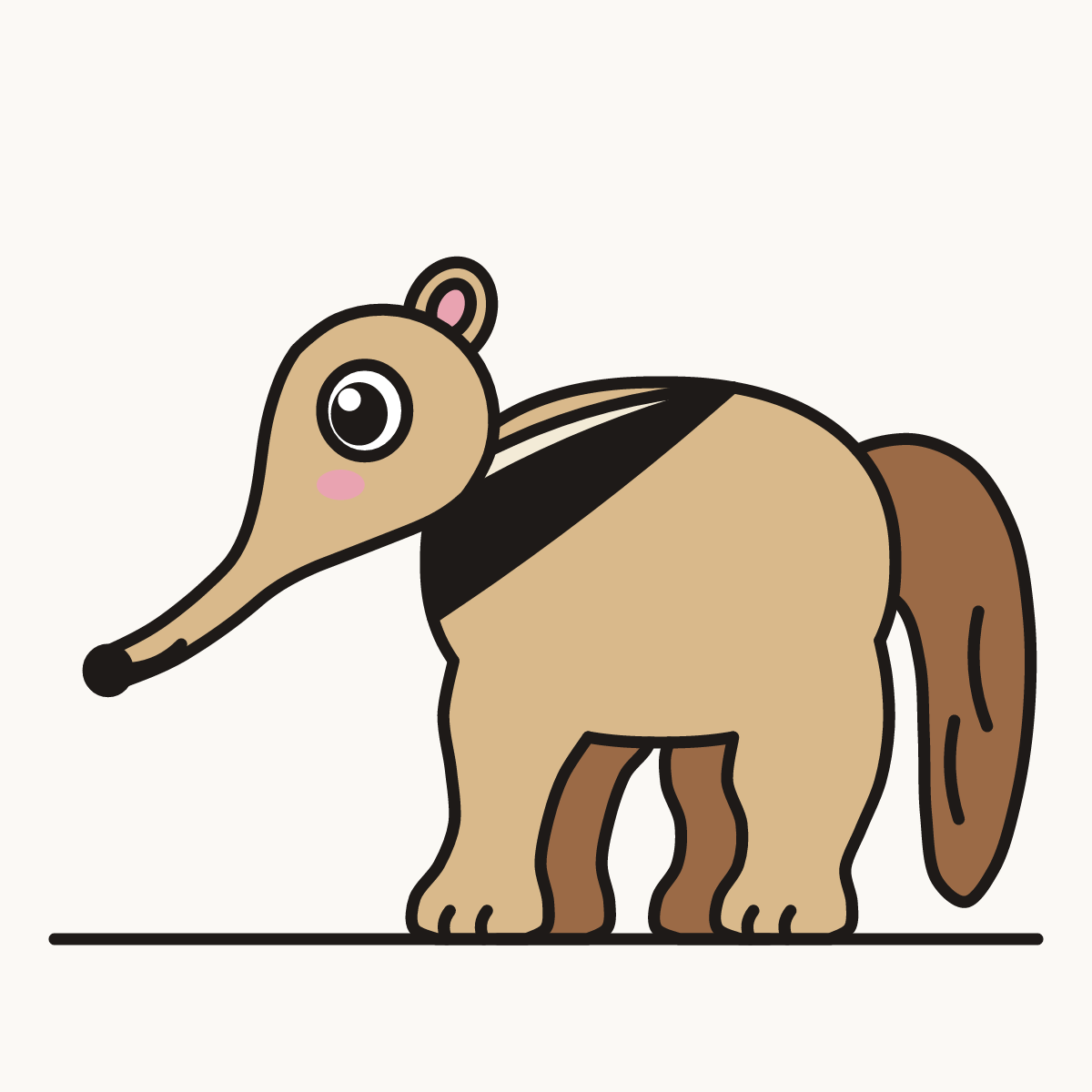Finished drawing of a baby anteater