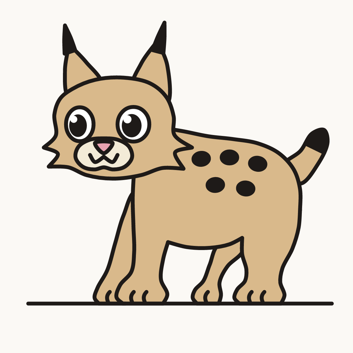 Finished drawing of a baby bobcat