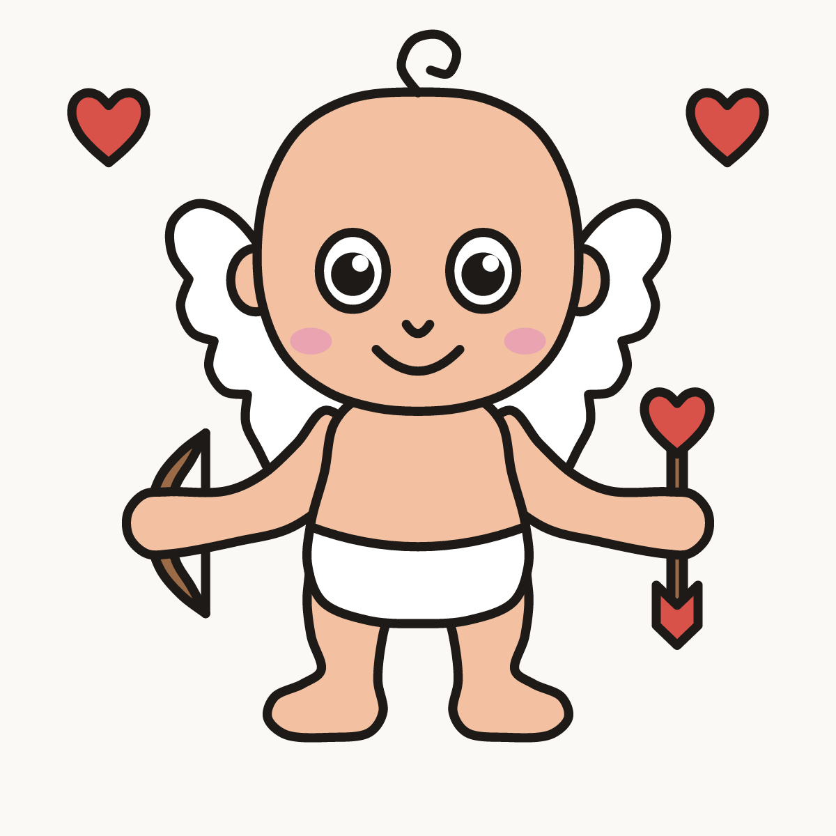 Finished drawing of a baby Cupid