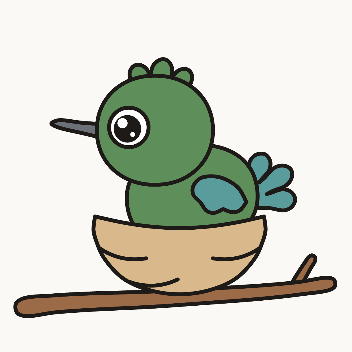 Finished drawing of a baby hummingbird