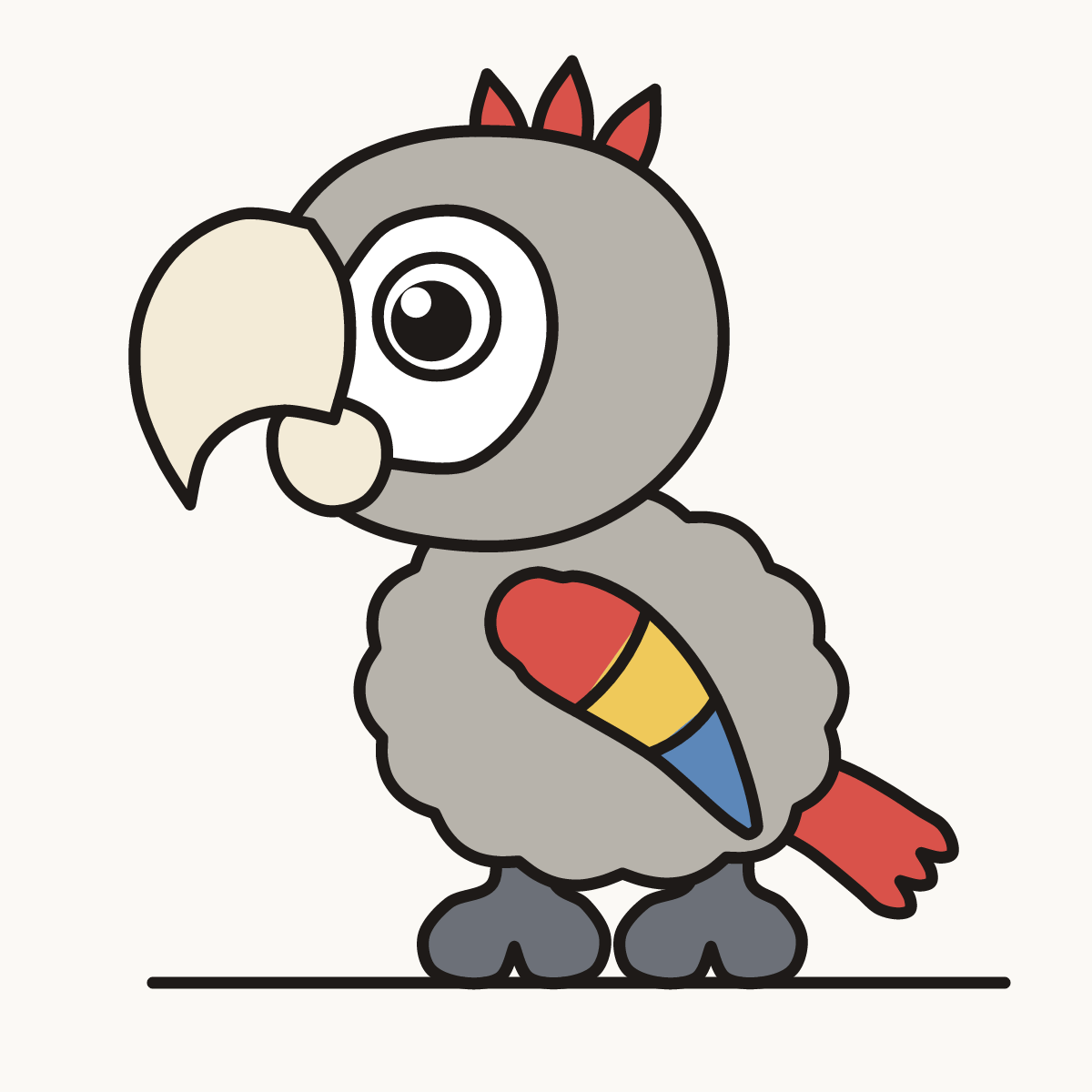 Finished drawing of a baby macaw