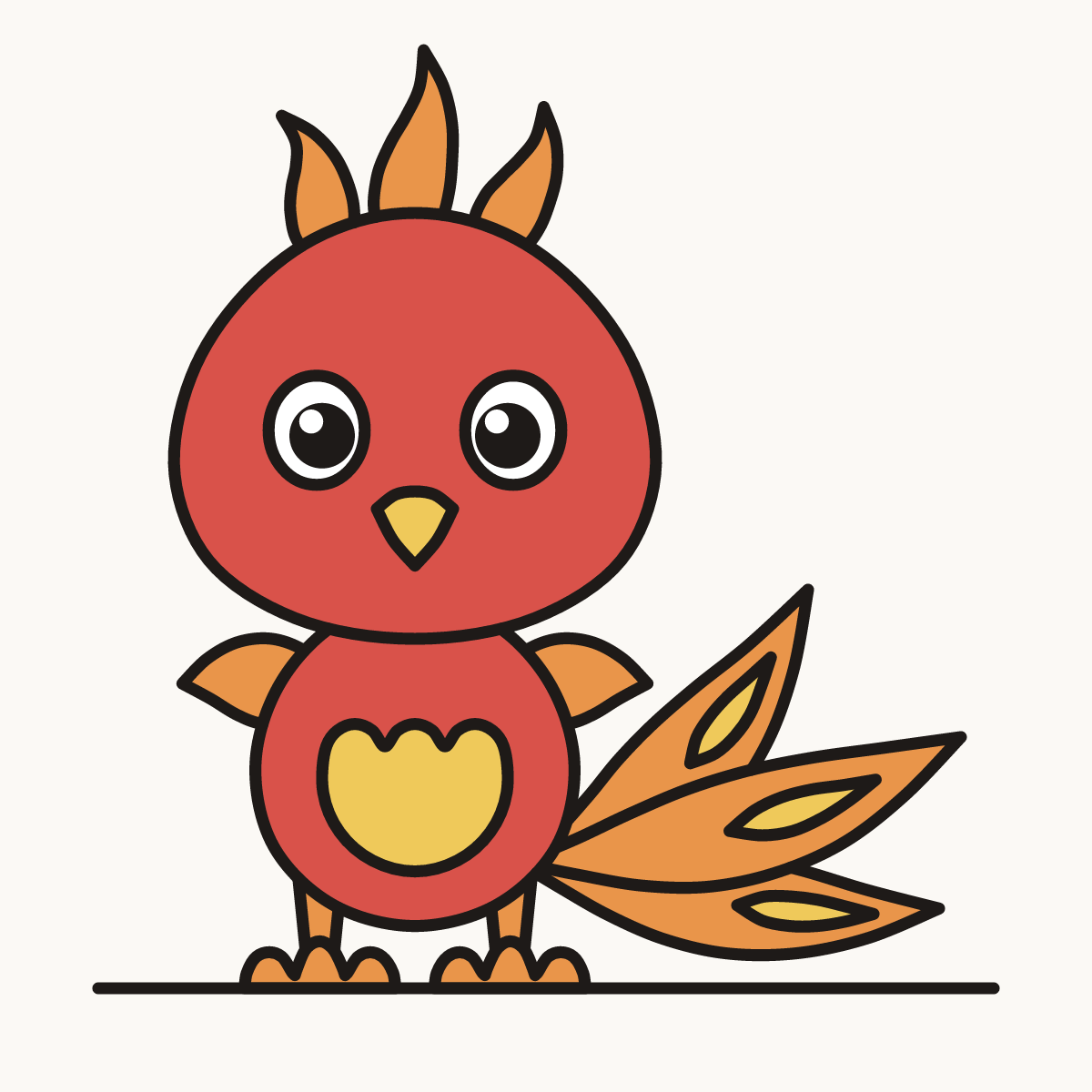 Finished drawing of a baby phoenix