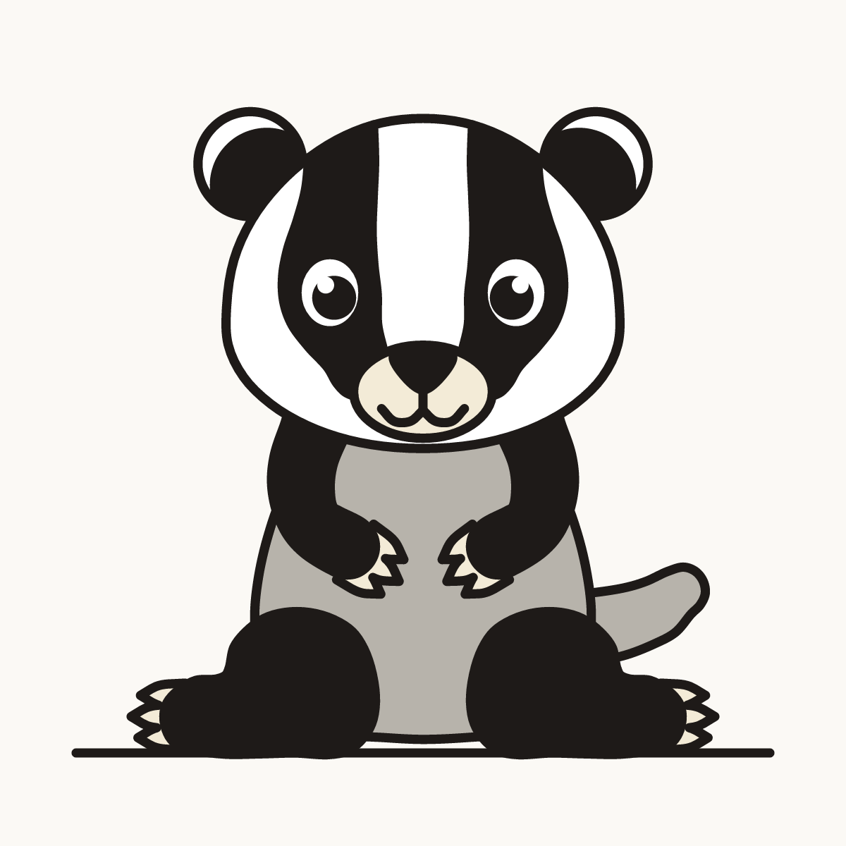 Finished drawing of a sitting badger