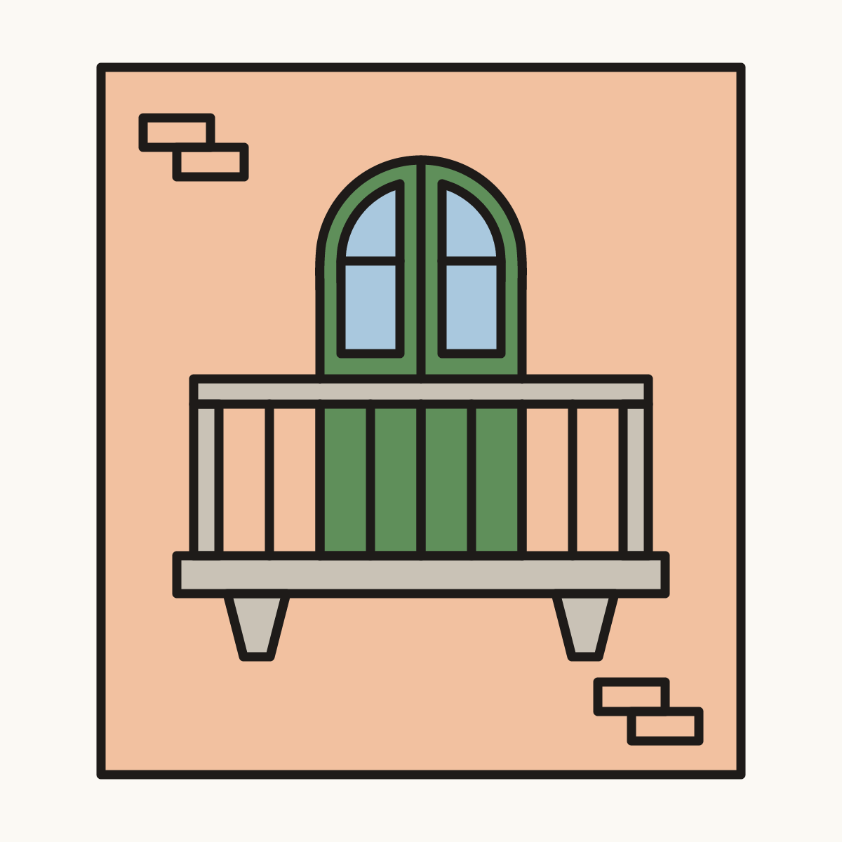 Finished drawing of a balcony