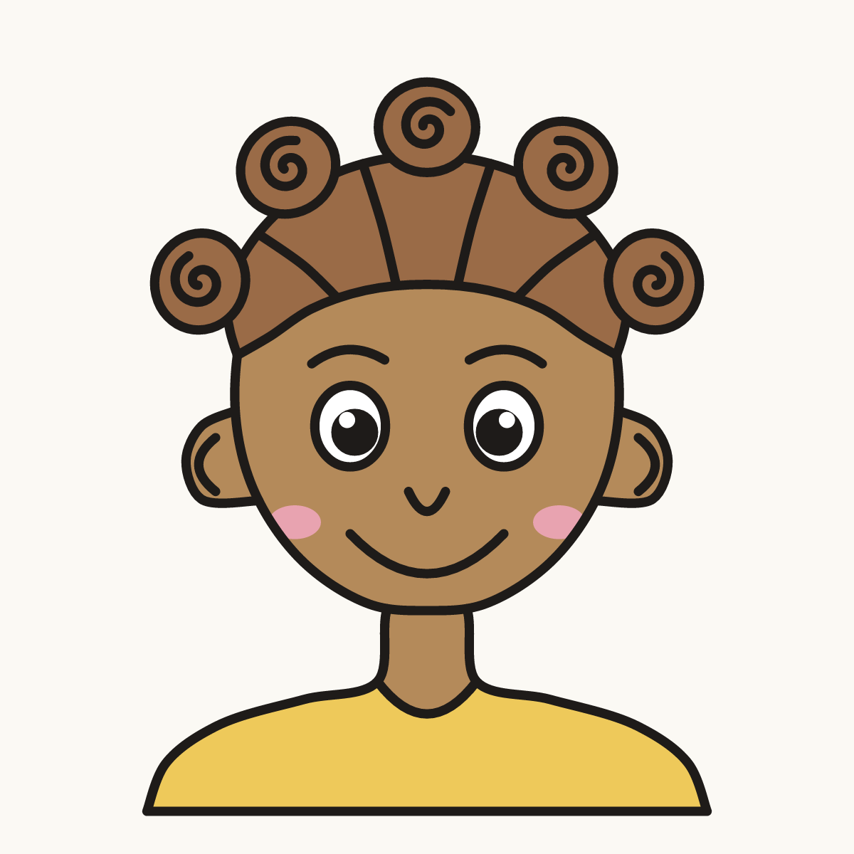 Finished drawing of bantu knots