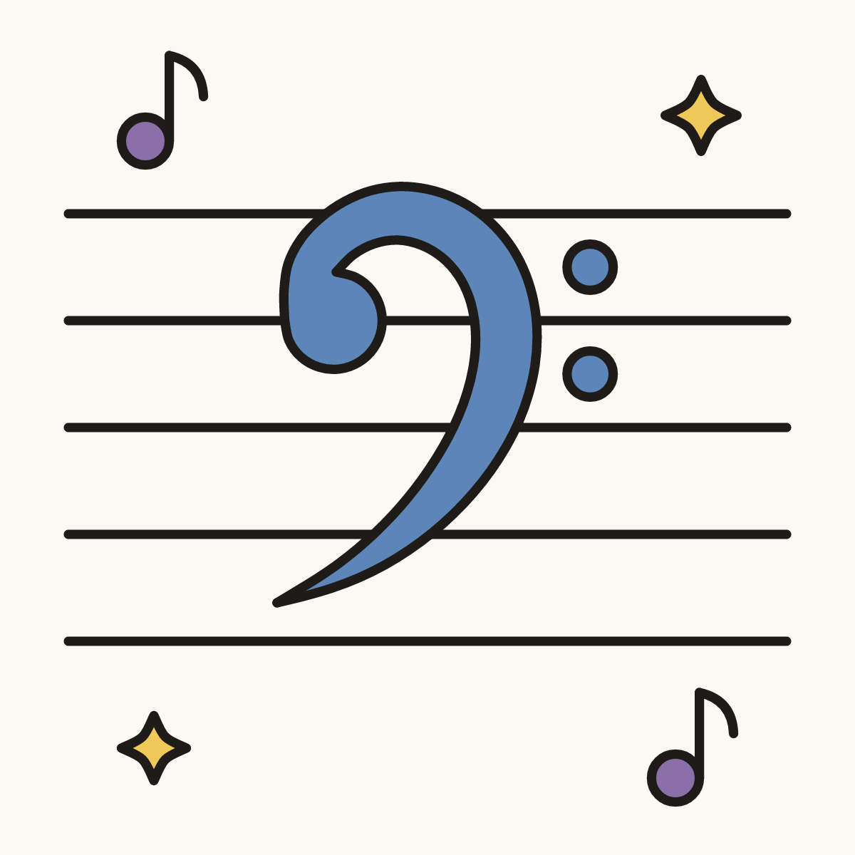 Finished drawing of a bass clef