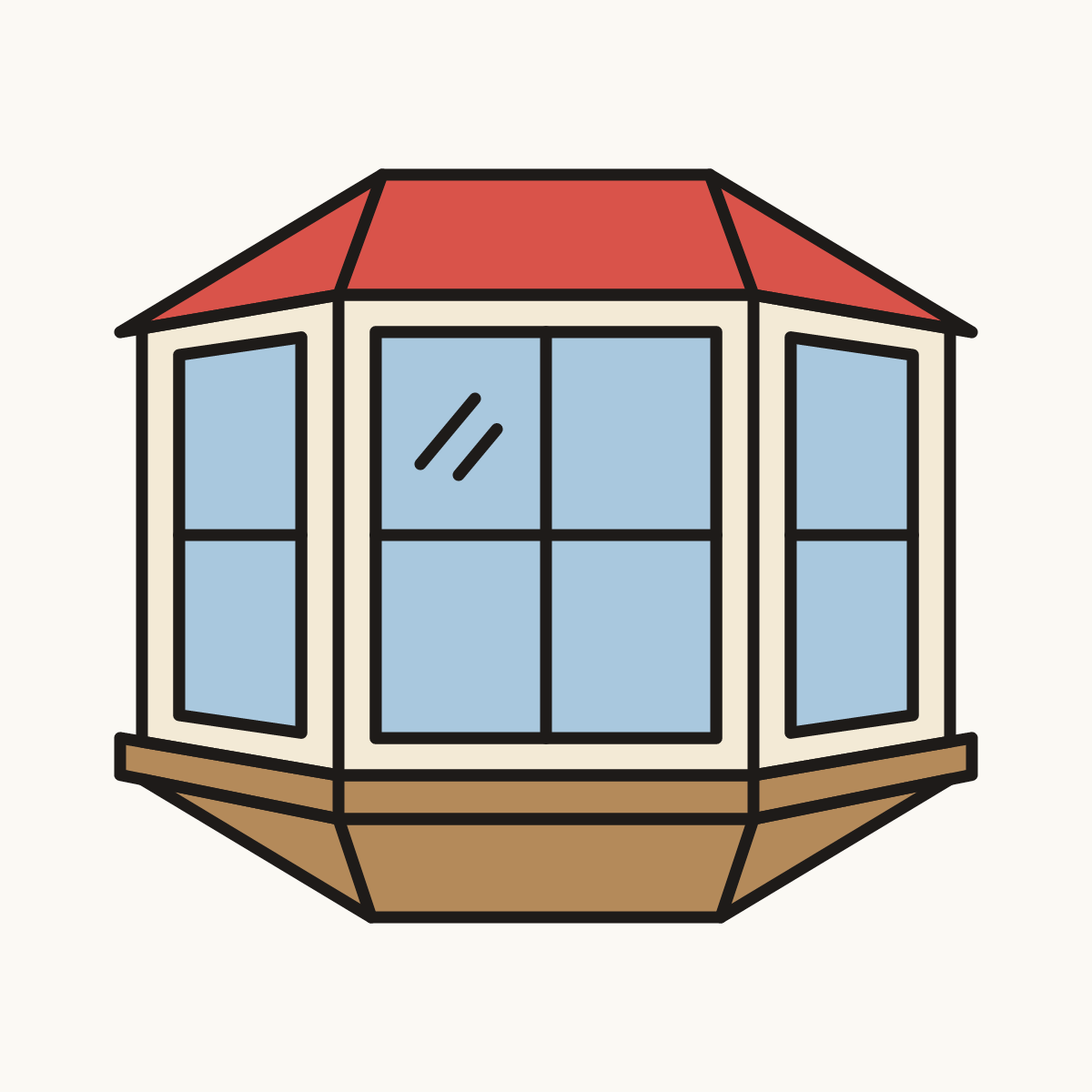 Finished drawing of a bay window