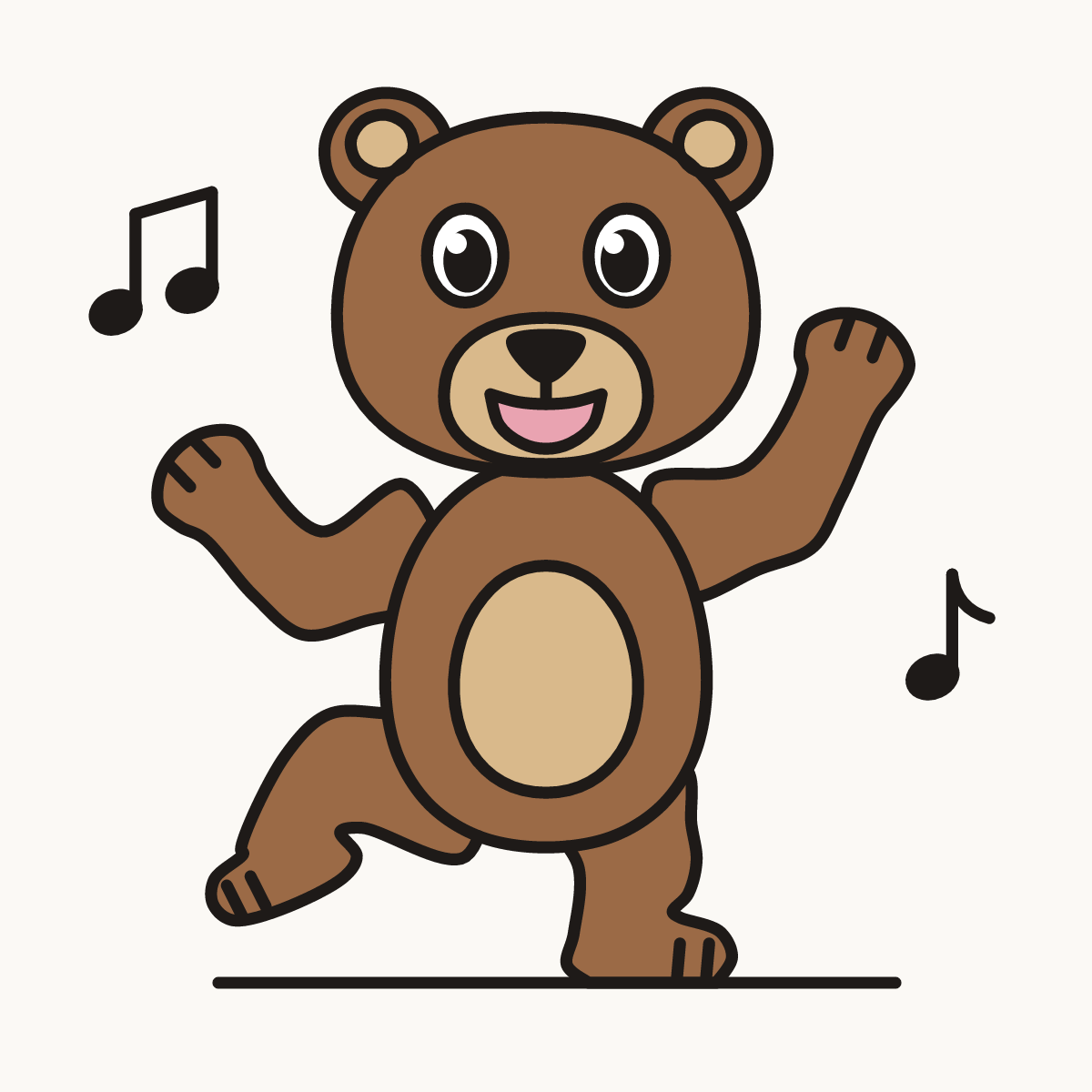 Finished drawing of a dancing bear