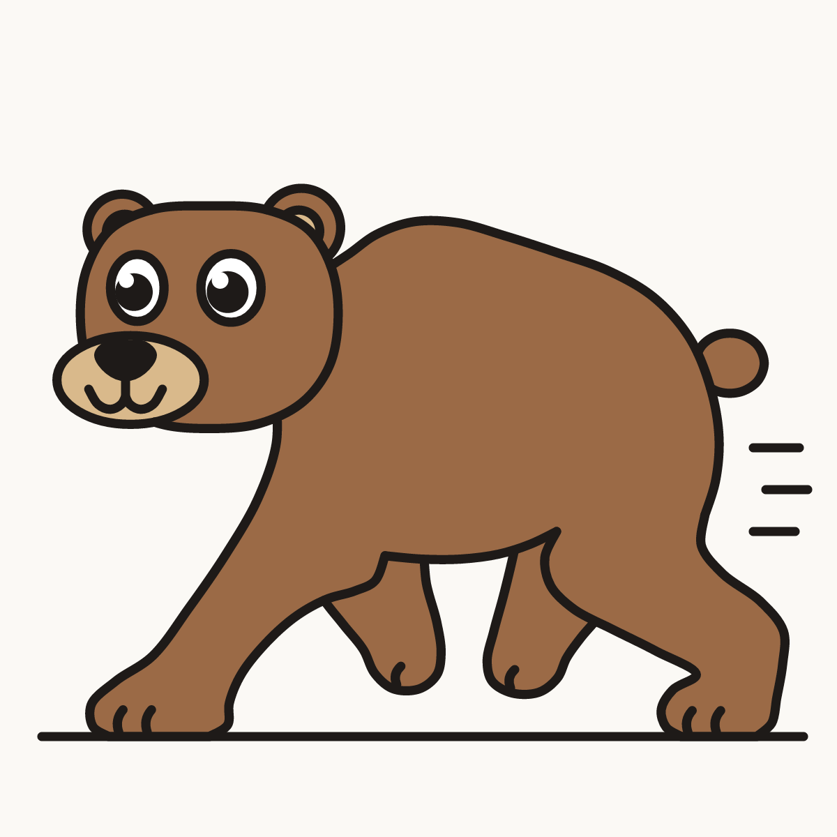 Finished drawing of a running bear