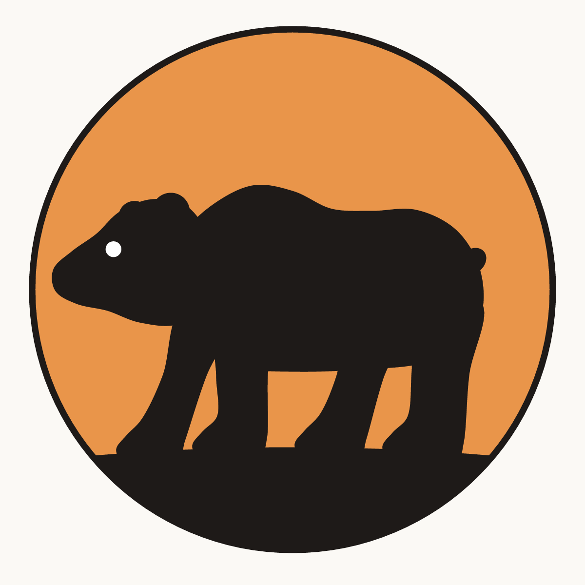 Finished drawing of a bear silhouette