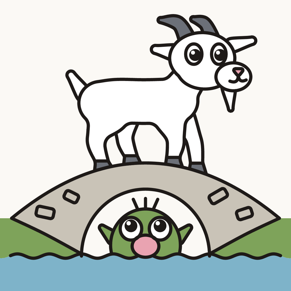 Finished drawing of a billy goat gruff