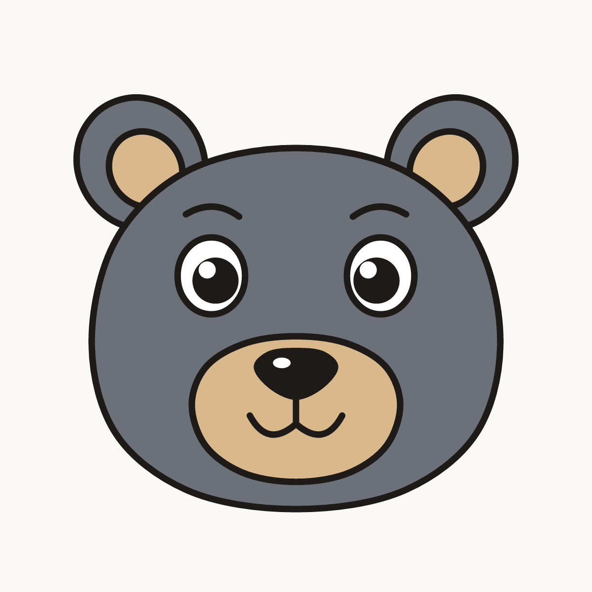 Finished drawing of a black bear face