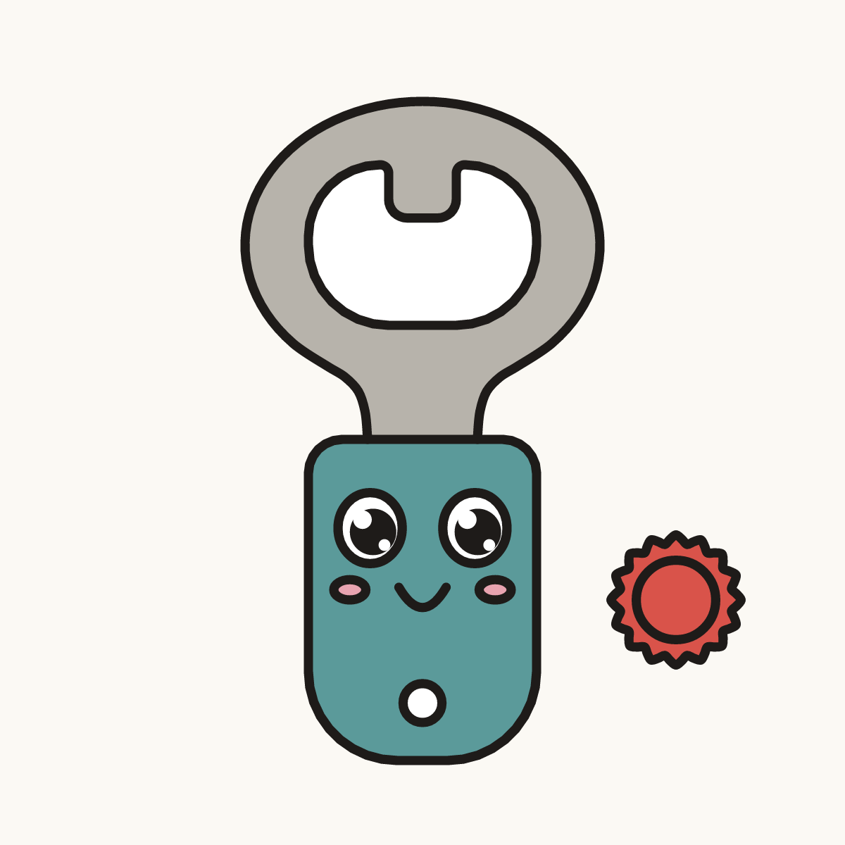 Finished drawing of a bottle opener