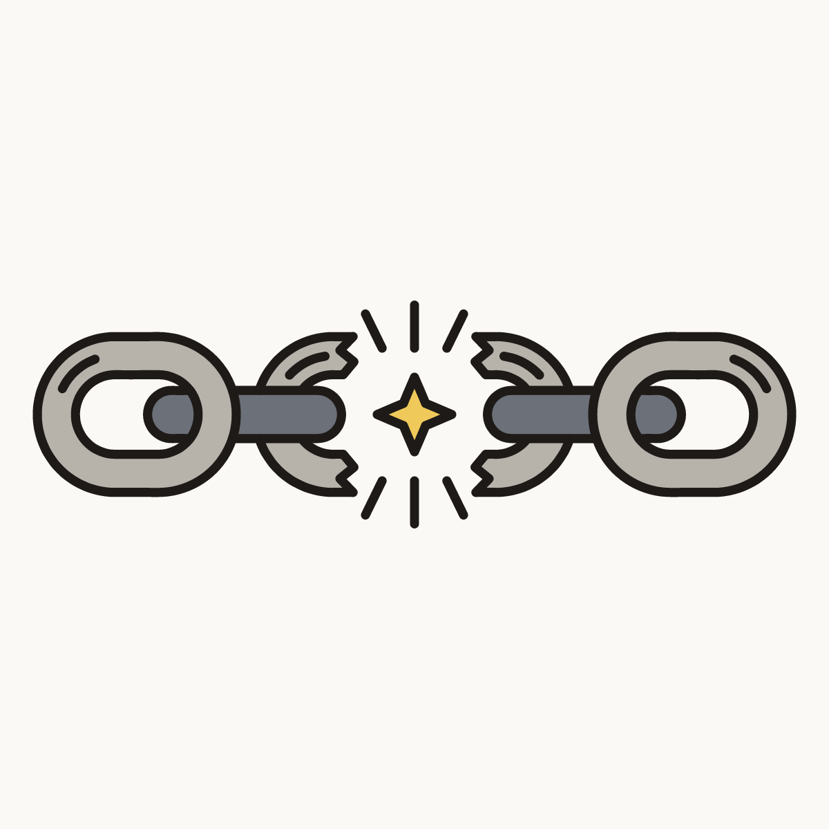 Finished drawing of a broken chain