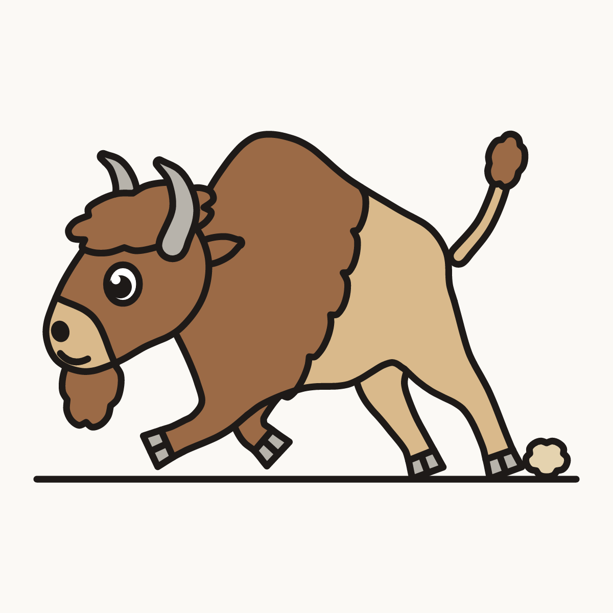 Finished drawing of a buffalo running