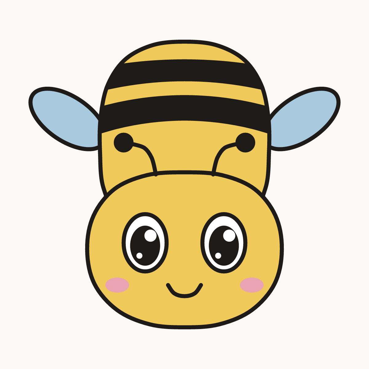 Finished drawing of a bumblebee face