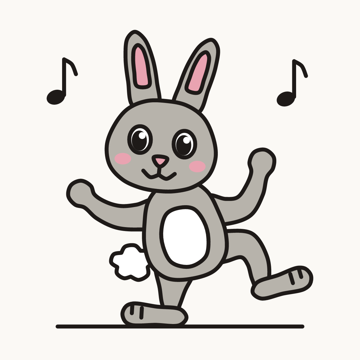 Finished drawing of a dancing bunny