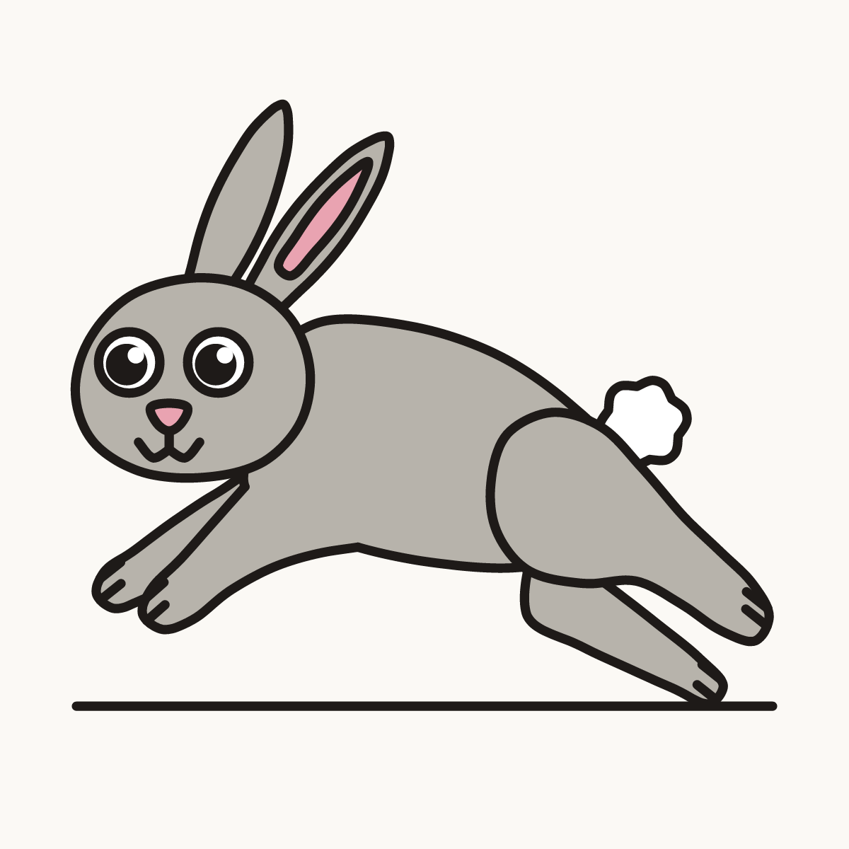 Finished drawing of a jumping bunny