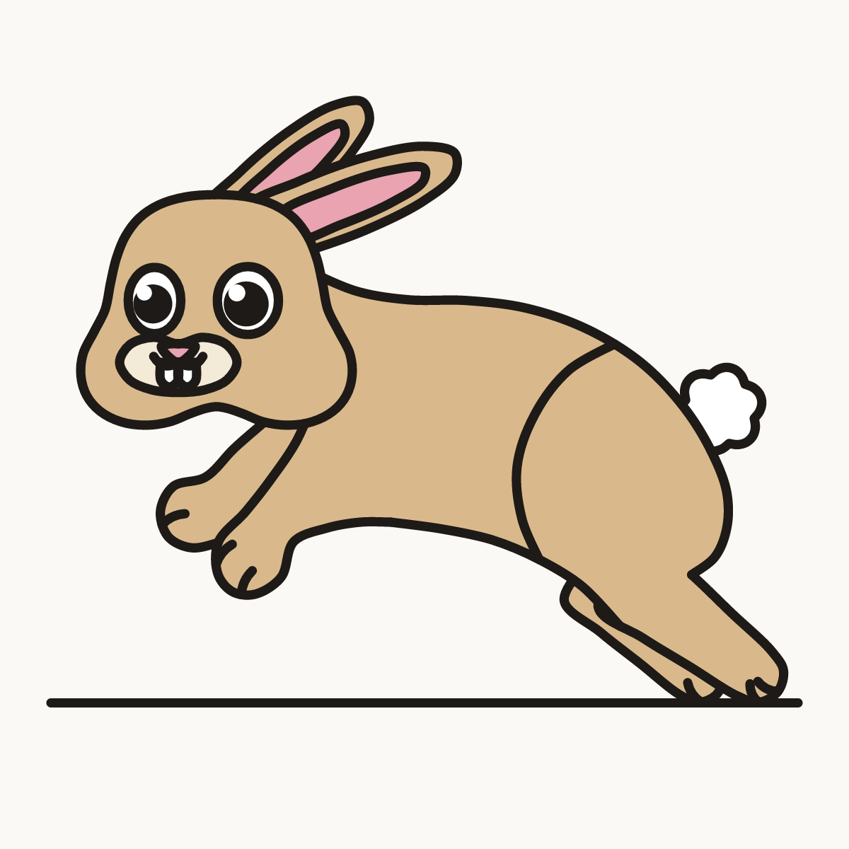 Finished drawing of a bunny running