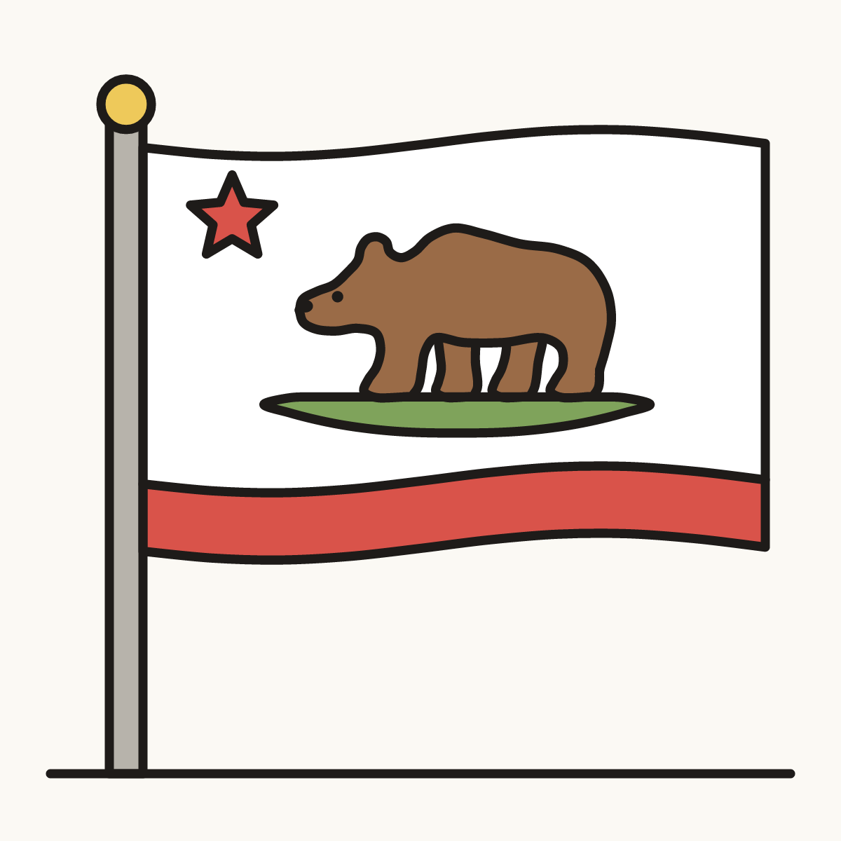 Finished drawing of a california flag