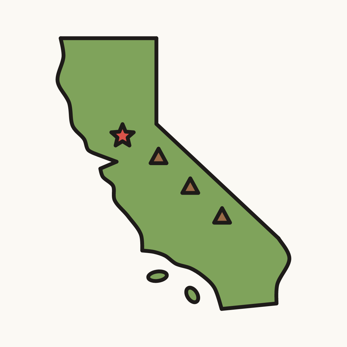 Finished drawing of a california map