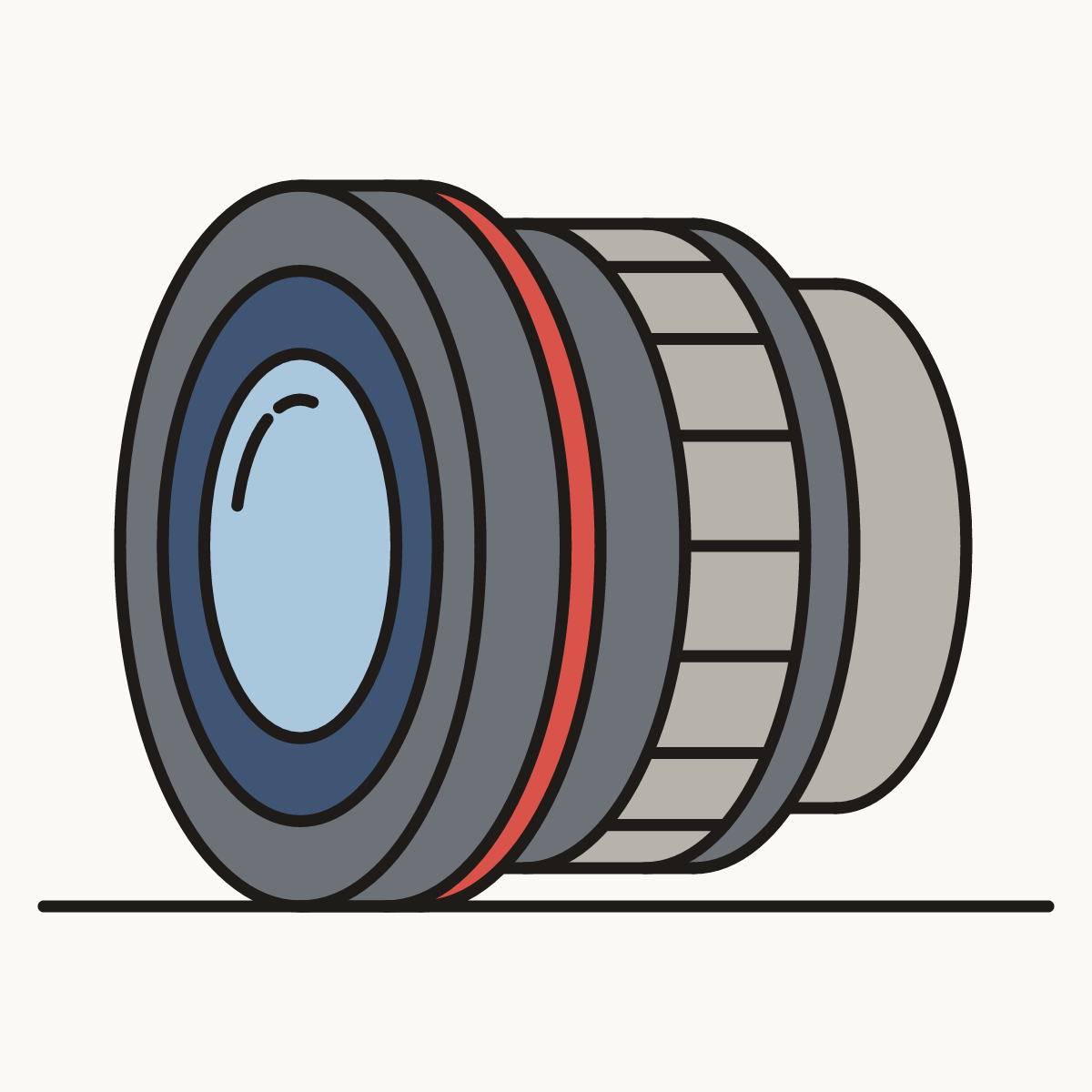 Finished drawing of a camera lens