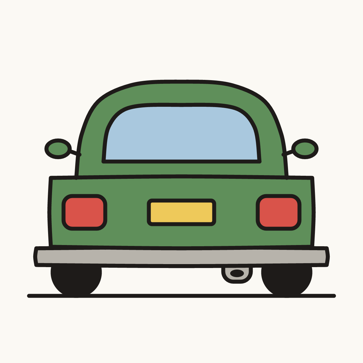 Finished drawing of a car back