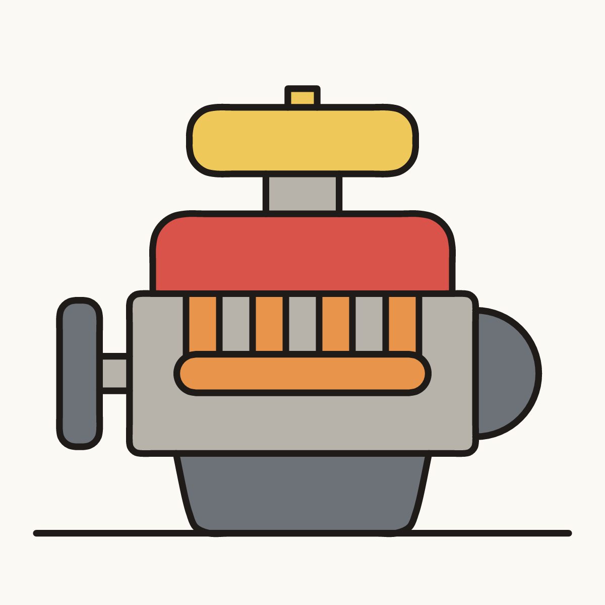 Finished drawing of a car engine
