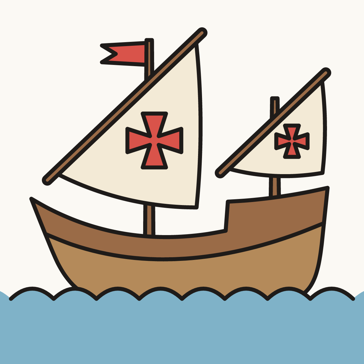 Finished drawing of a caravel