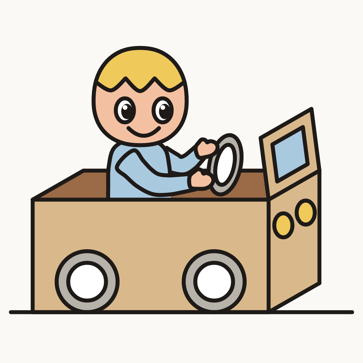 Finished drawing of a cardboard box car