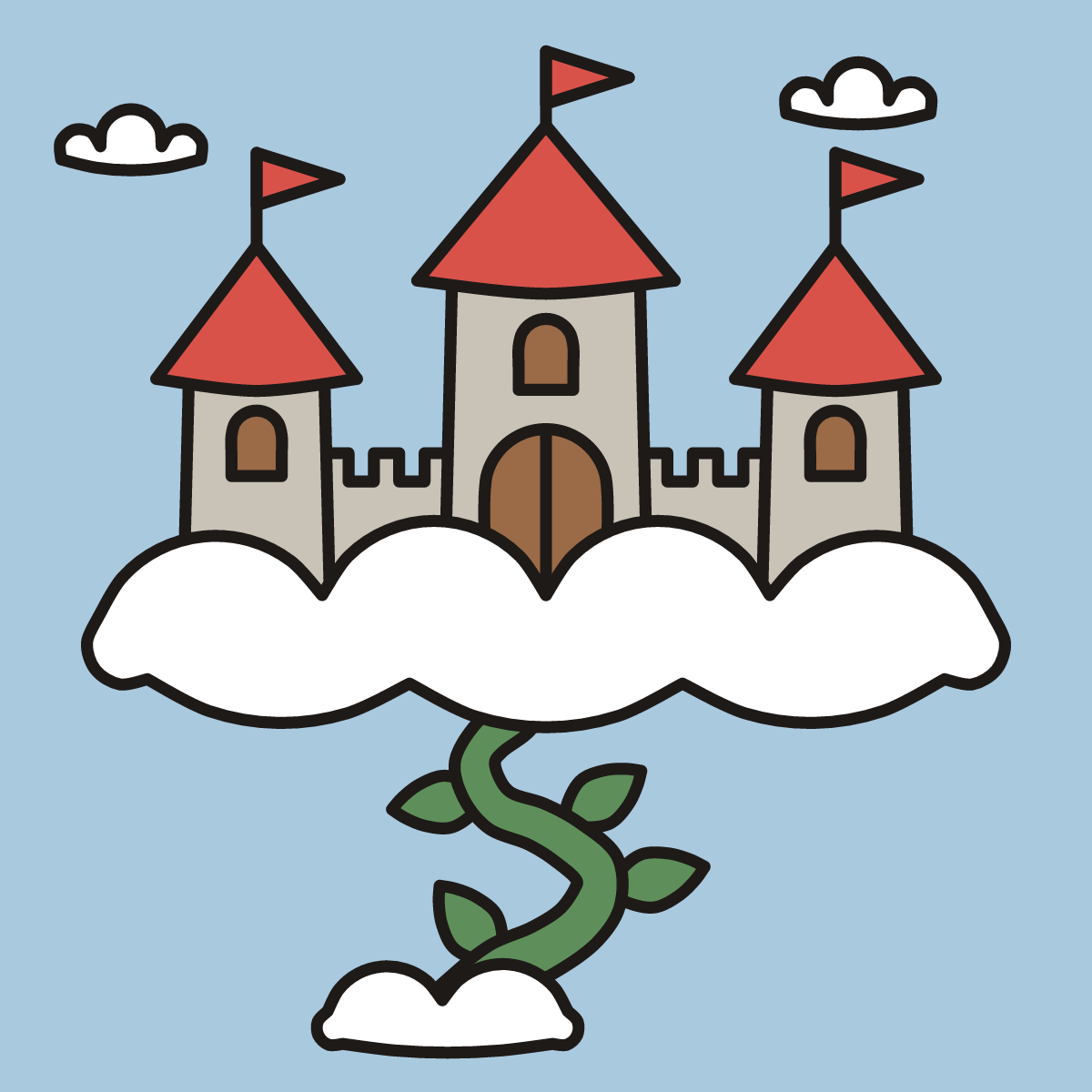 Finished drawing of a castle in the clouds