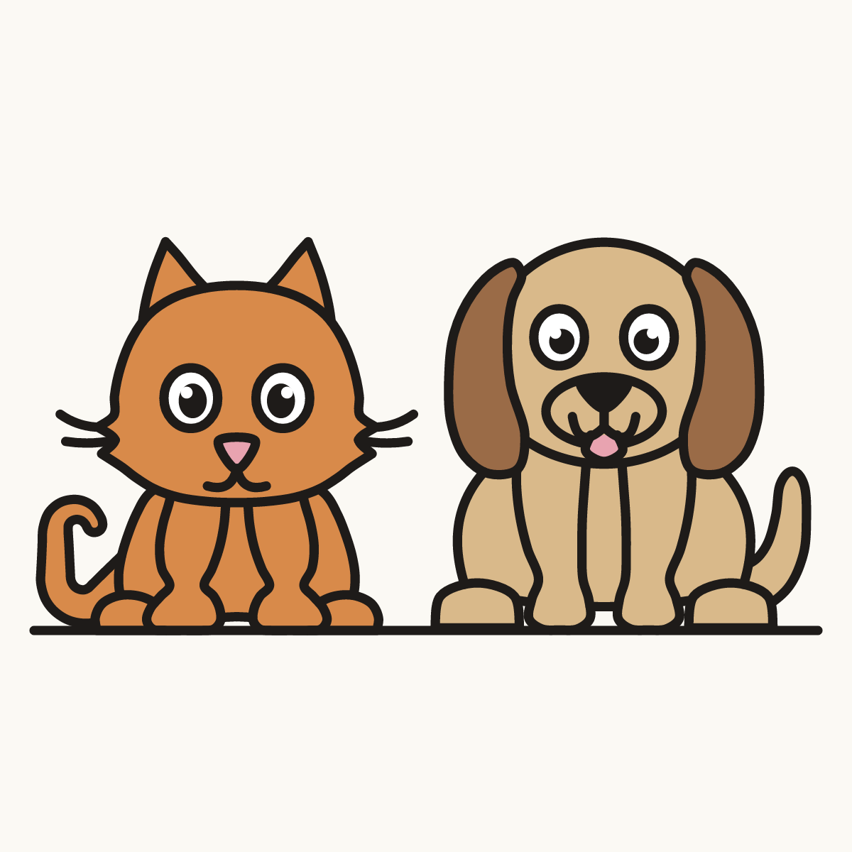 Finished drawing of a cat and dog