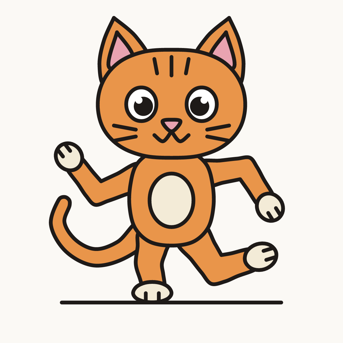 Finished drawing of a dancing cat
