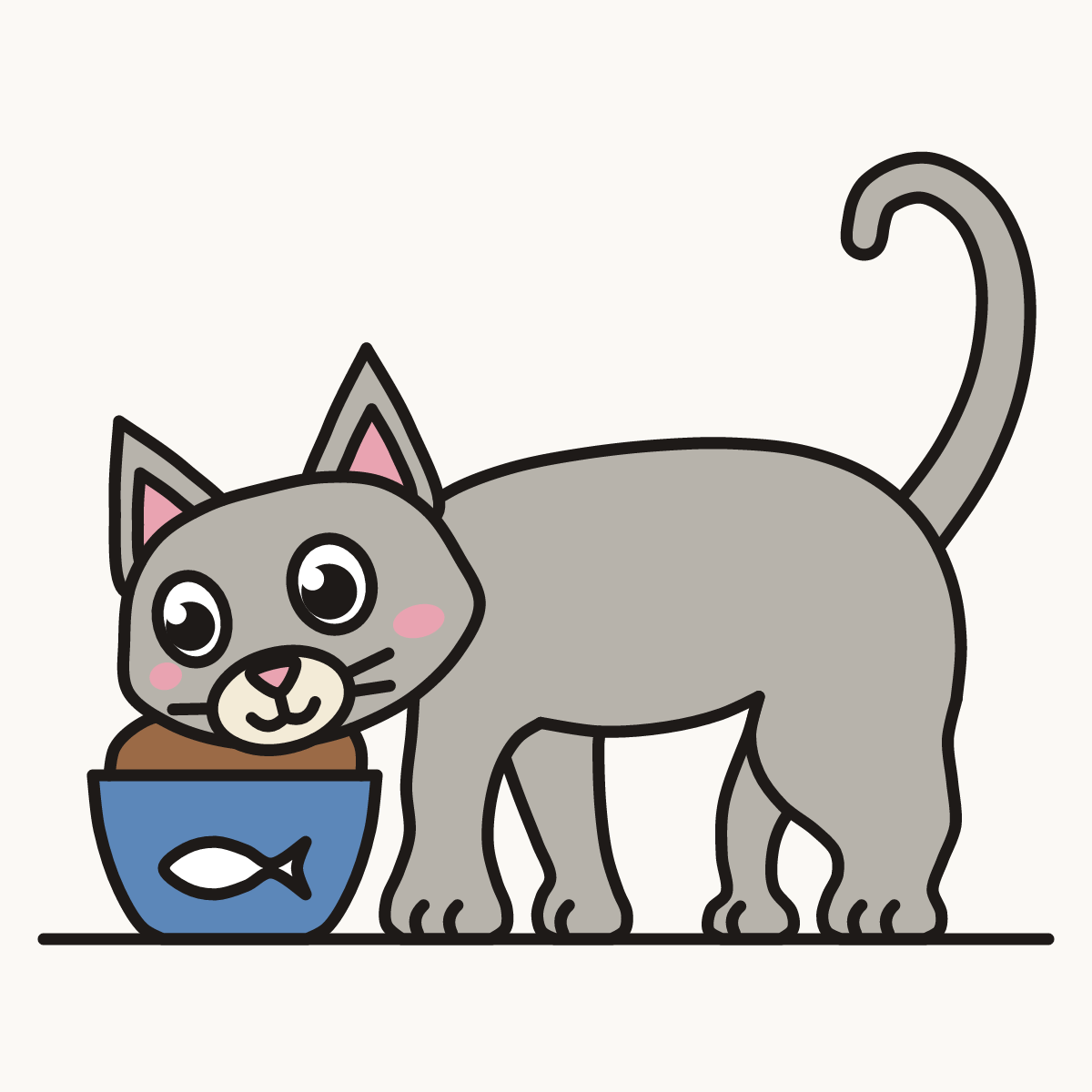Finished drawing of a cat eating