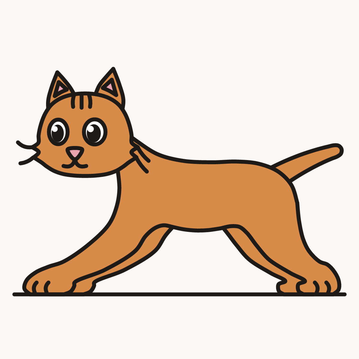 Finished drawing of a running cat
