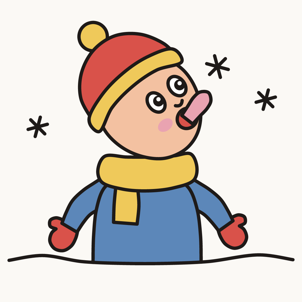 Finished drawing of catching snowflakes