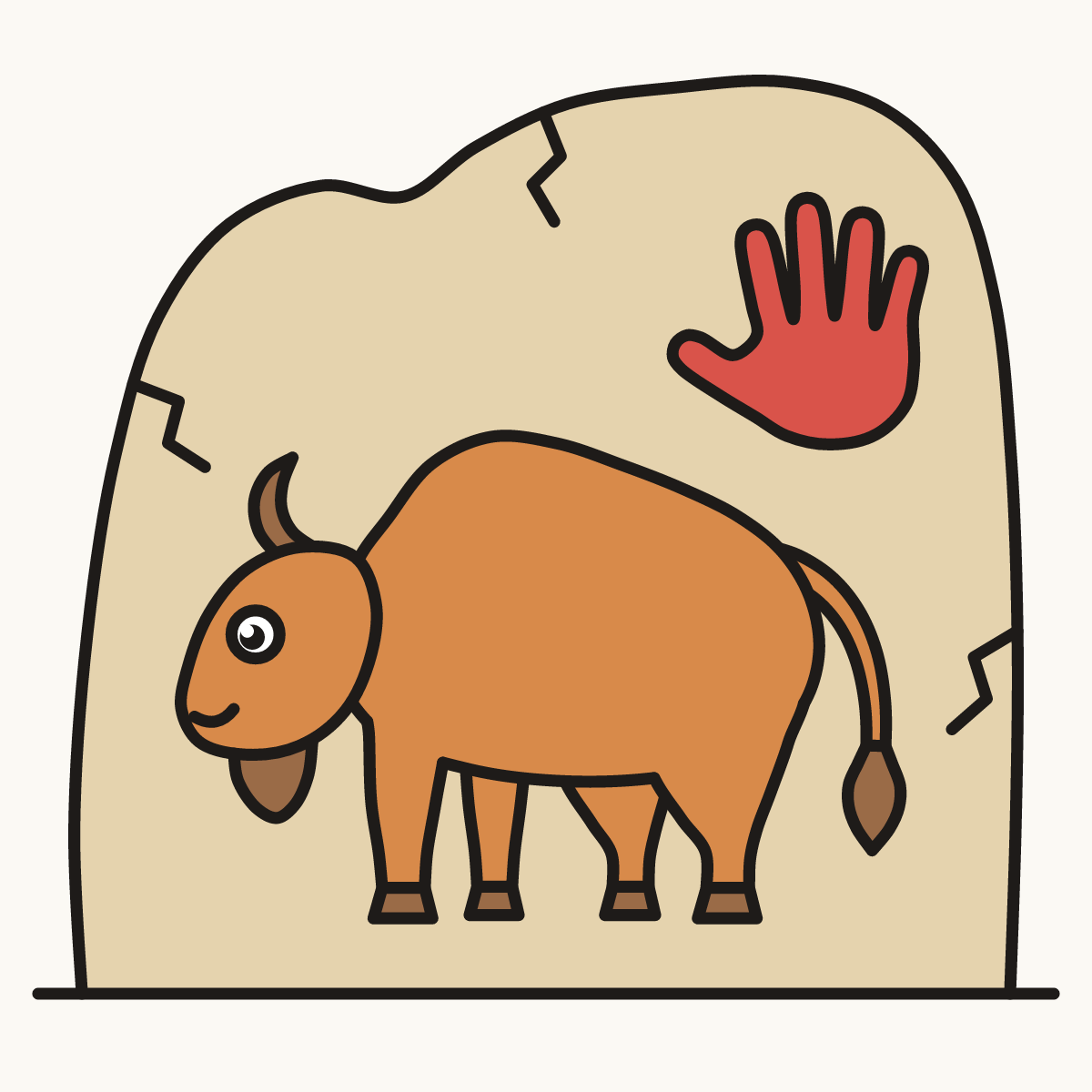 Finished drawing of a cave painting