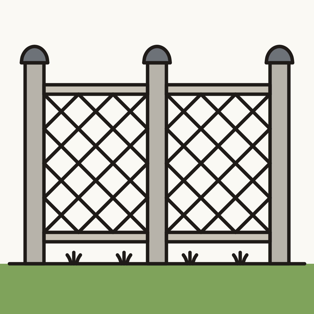 Finished drawing of a chain link fence