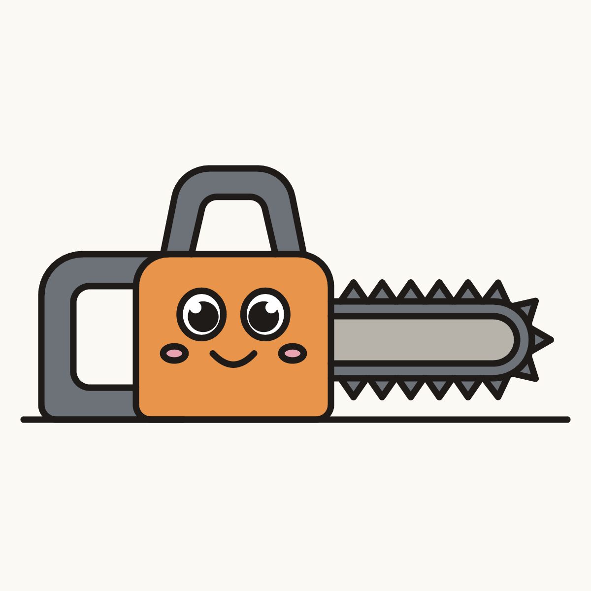 Finished drawing of a chainsaw