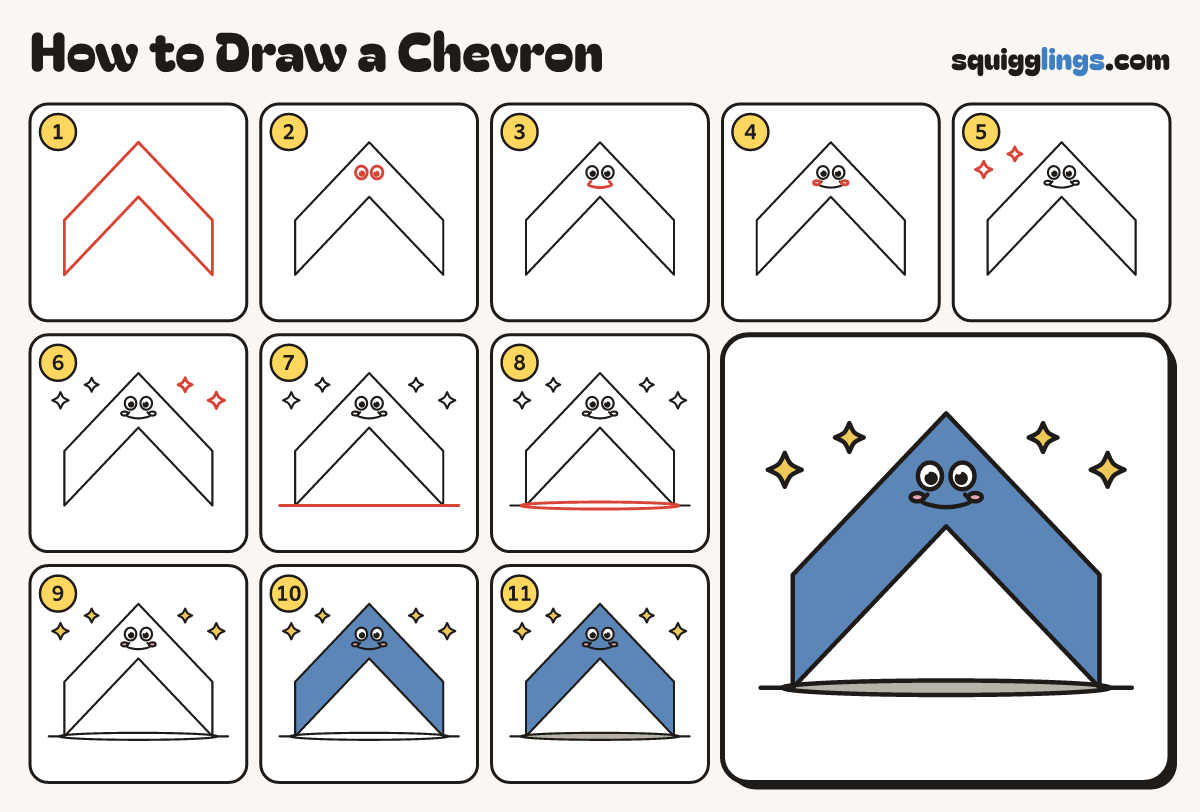 How to Draw a Chevron step by step: all 11 steps in one picture