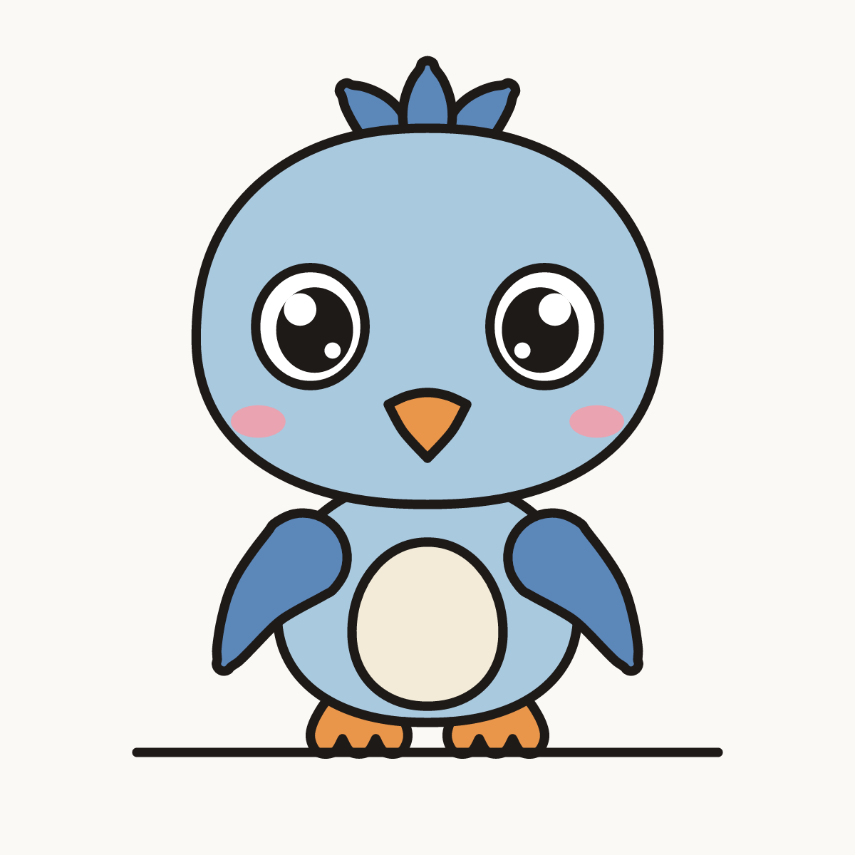 Finished drawing of a chibi bird